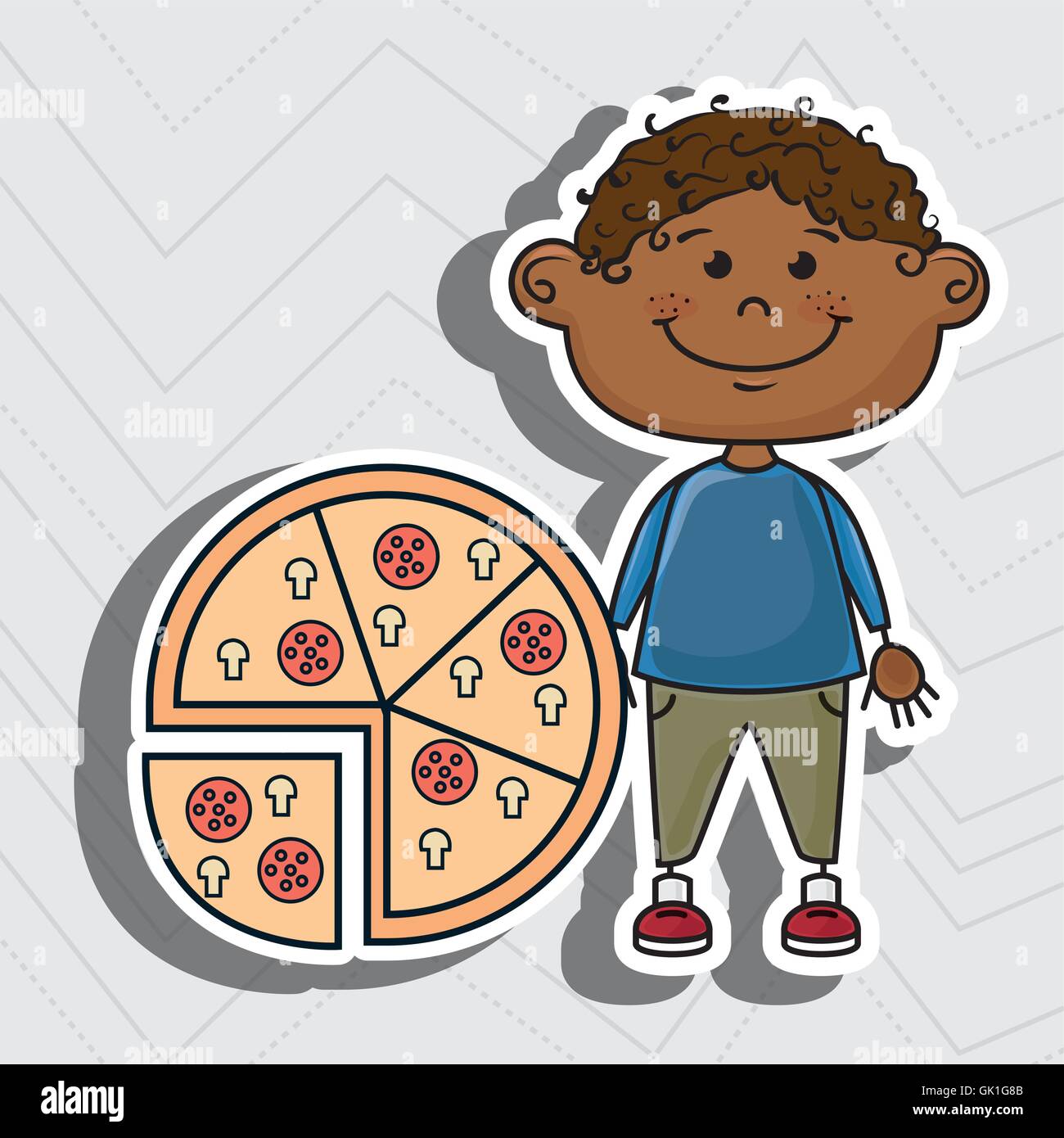 Ragazzo pizza fast food Illustrazione Vettoriale