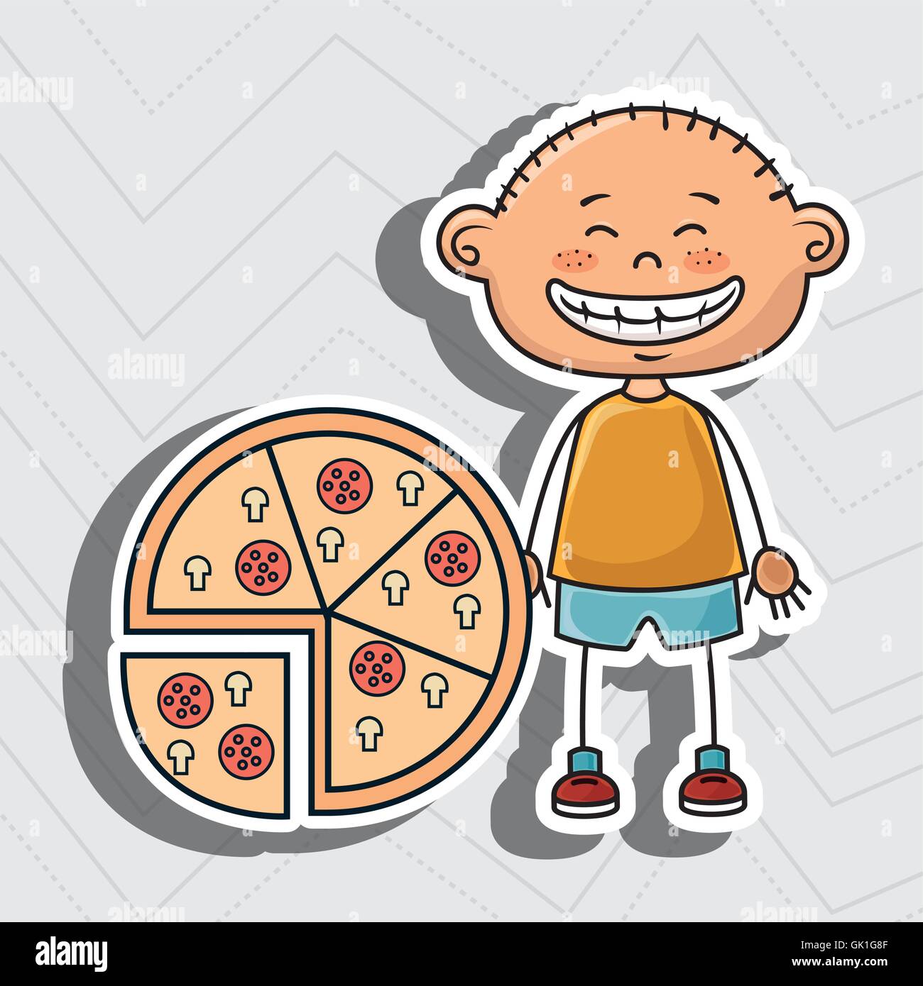 Ragazzo pizza fast food Illustrazione Vettoriale