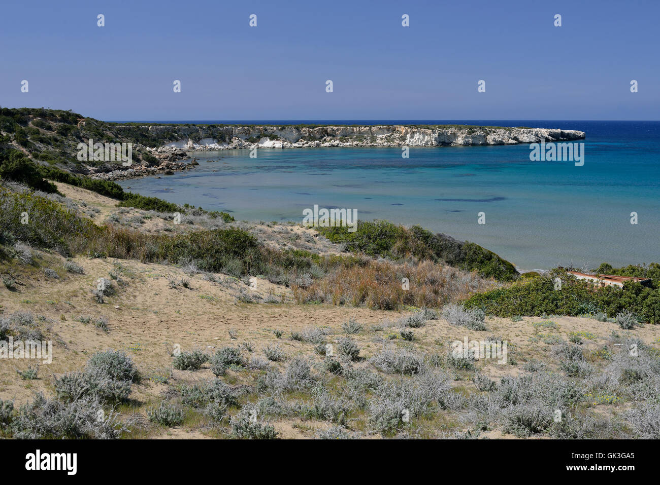 Lara Bay & Chalk capezzagna,, Akamas Cipro Foto Stock