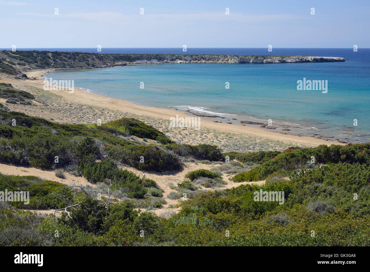 Lara Bay Turtle Beach & Chalk capezzagna,, Akamas Cipro Foto Stock