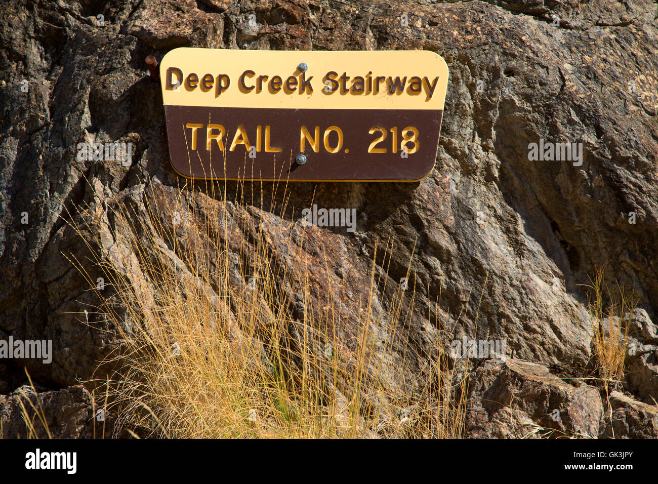 Deep Creek scalinata segnavia, Hells Canyon sette demoni Scenic Area, Hells Canyon Scenic Byway, Payette National Forest, Idaho Foto Stock