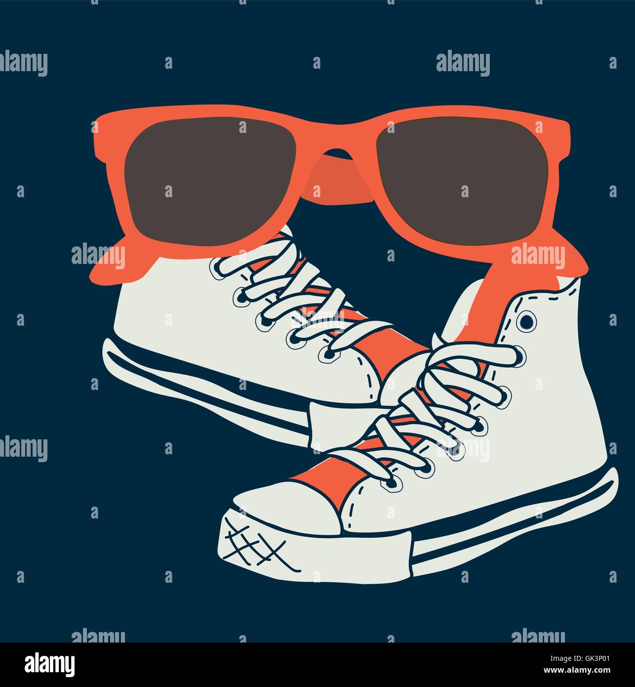 Bicchieri e Sneakers illustrazione vettoriale Illustrazione Vettoriale