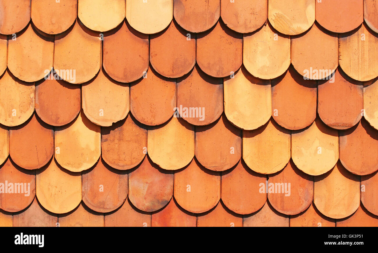 Vecchio tegole di terracotta - piastrelle di terracotta Foto Stock