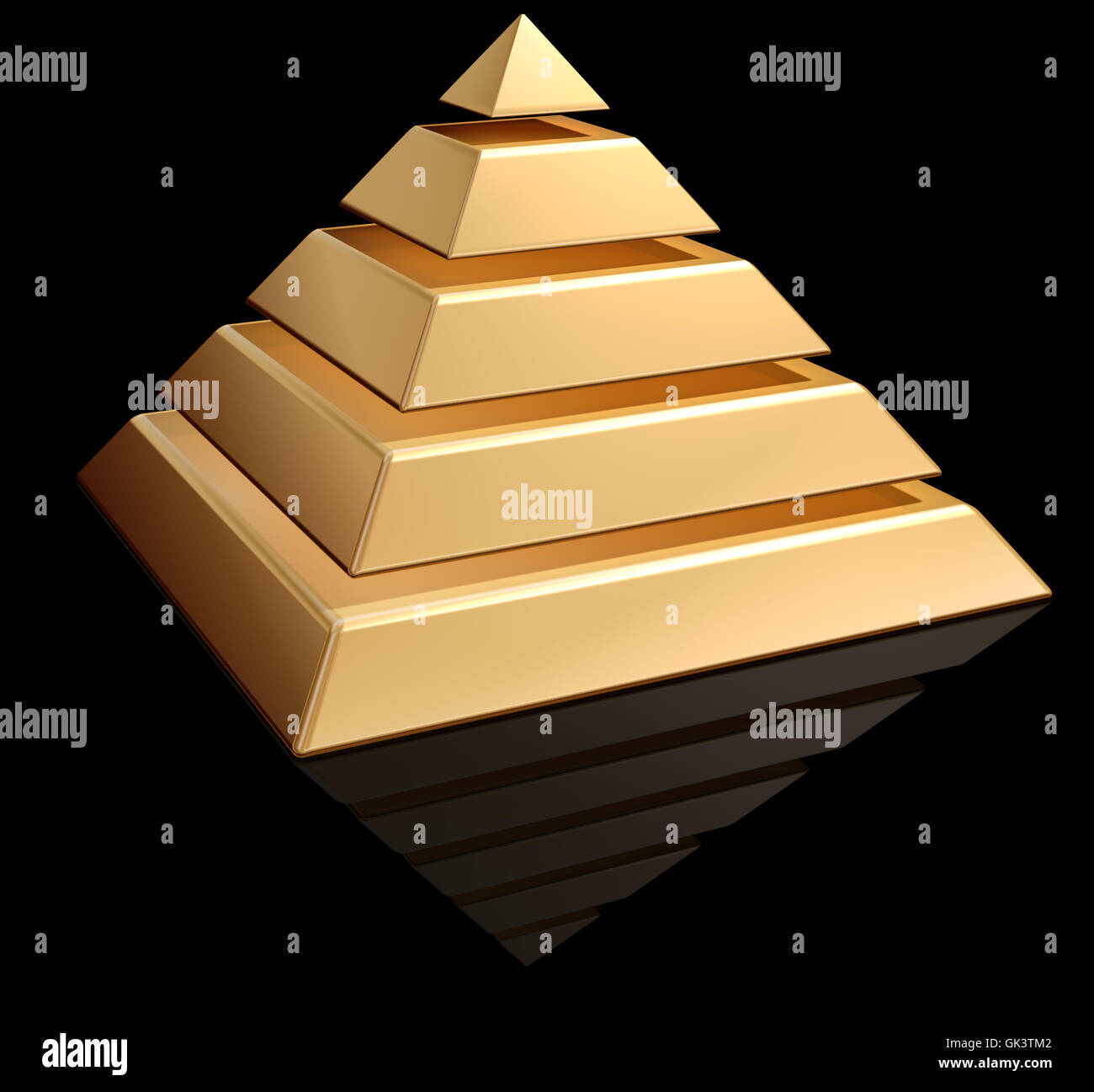 Riflessione piramide dorata Foto Stock