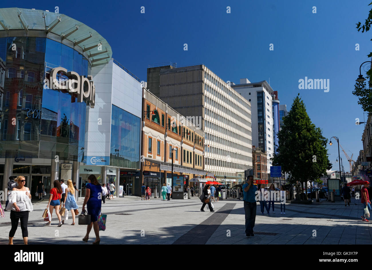 Centro Commerciale Capitol, Queen Street, Cardiff, Galles del Sud, Regno Unito. Foto Stock