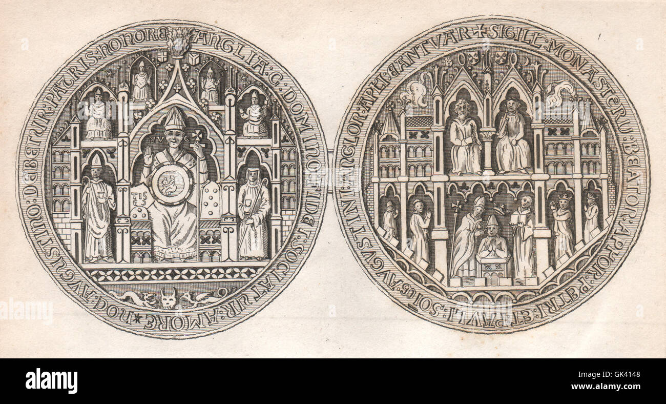 CANTERBURY. 'Seal del convento, Sant'Agostino's". Abbazia. GOSTLING, 1825 Foto Stock