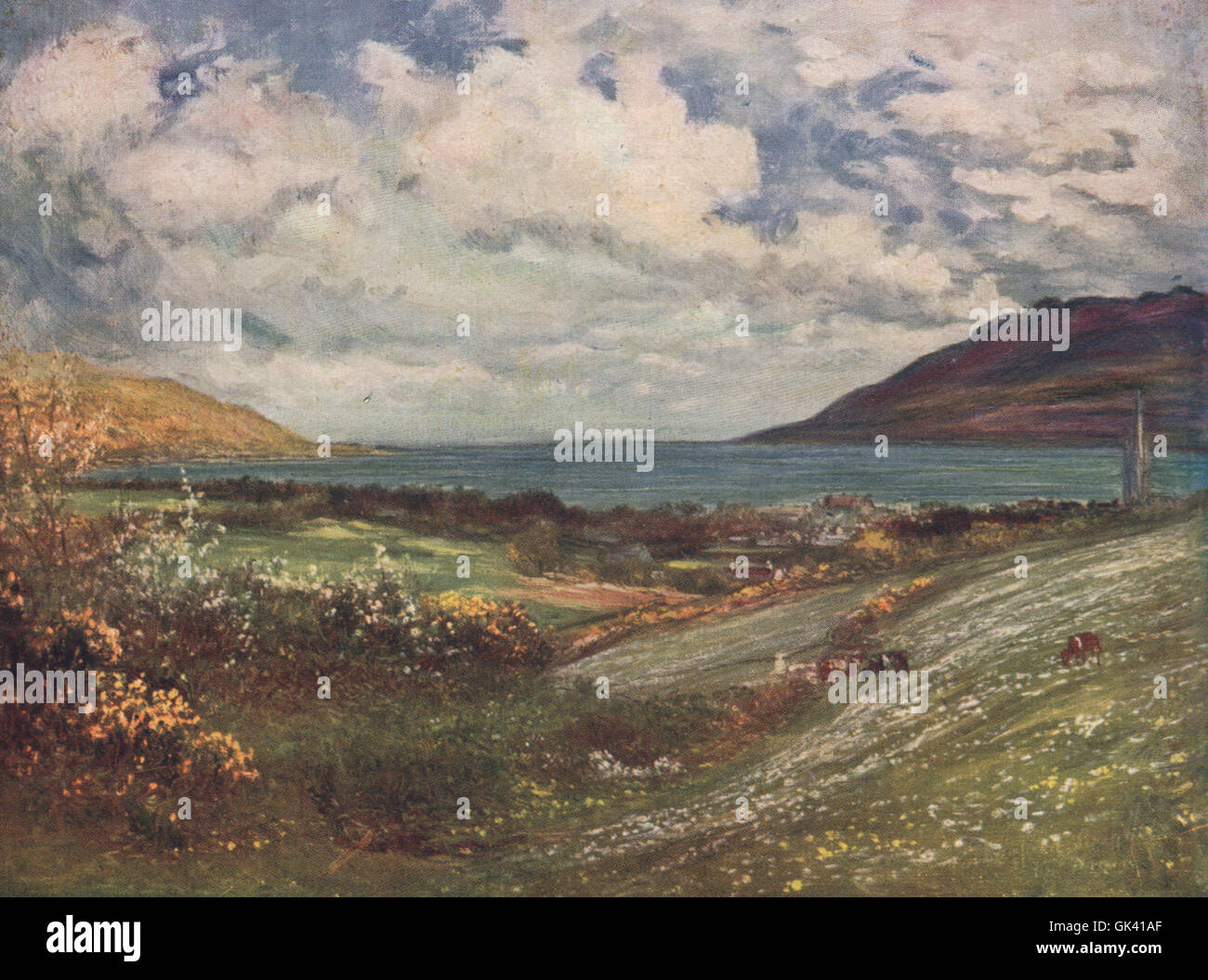 "Carlingford Lough' da Francesco Silvestro Walker. Irlanda, antica stampa 1905 Foto Stock