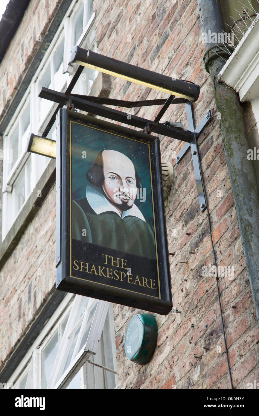 Shakespeare Pub segno, Durham, England, Regno Unito Foto Stock