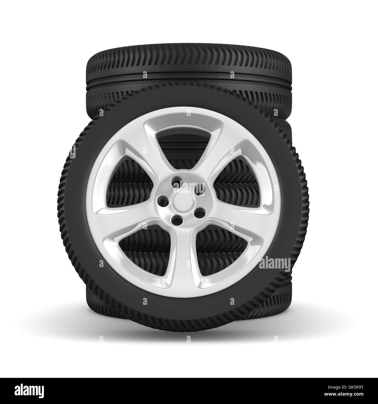 Il disco 5 ruota su sfondo bianco. Isolato immagine 3D Foto Stock