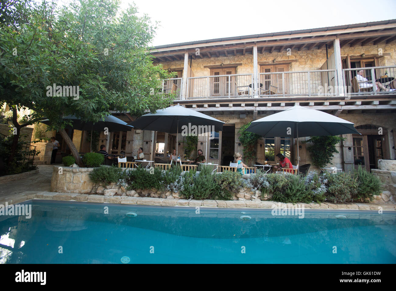 Il ristorante Agrino al Apokryfo hotel nel villaggio di Lofou a Cipro. Foto Stock