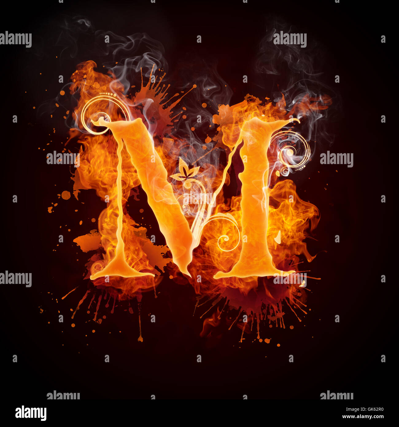 Fire Swirl Lettera M Foto Stock