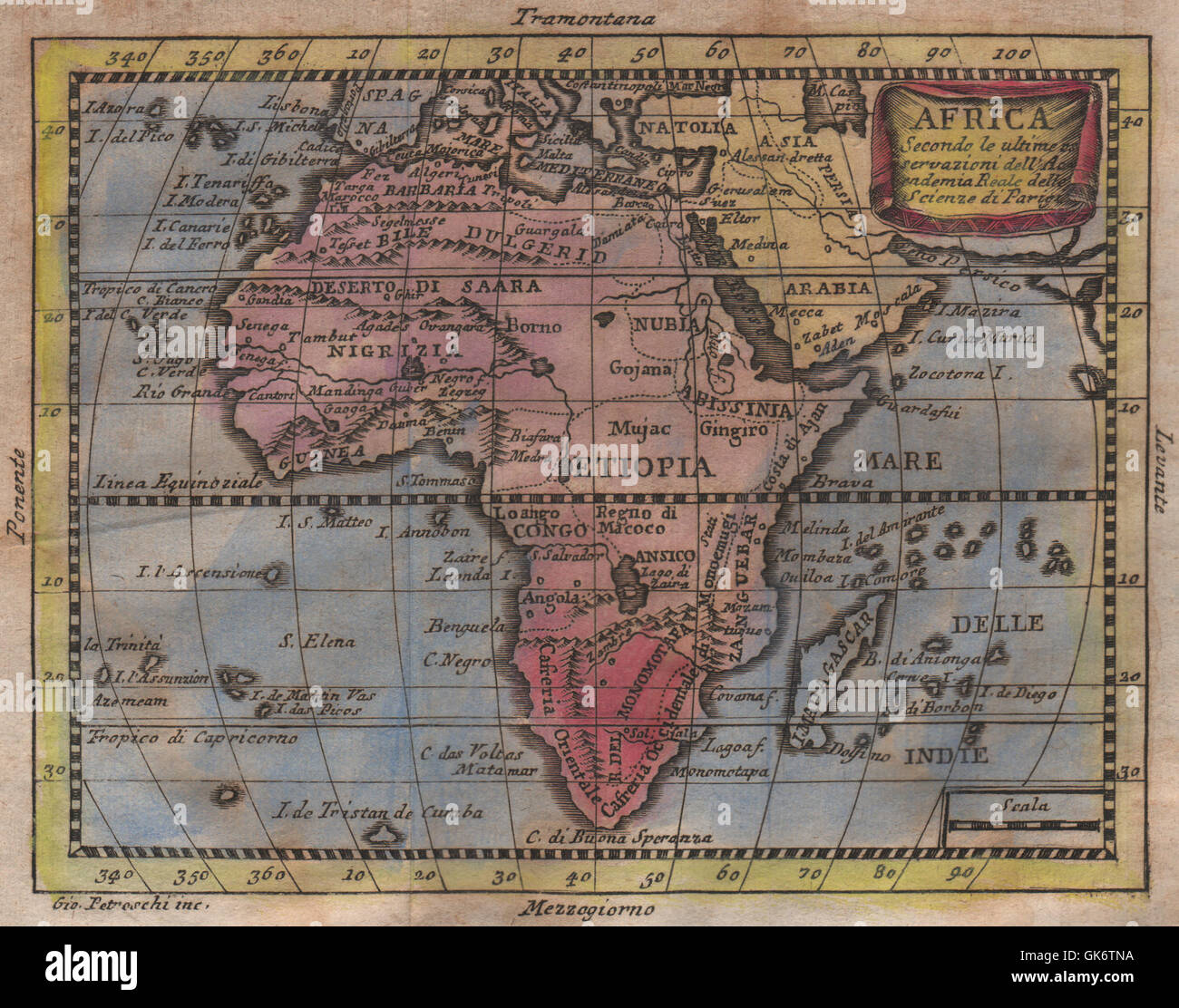 "L'Africa". Fiume Niger scorre a ovest. Fantoccio San Matteo isola. BUFFIER, 1775 Mappa Foto Stock