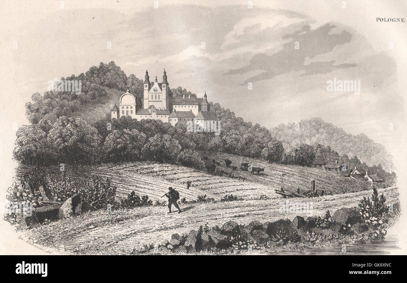 Monte Calvario (Gora Kalwaria). Polonia, antica stampa 1835 Foto Stock