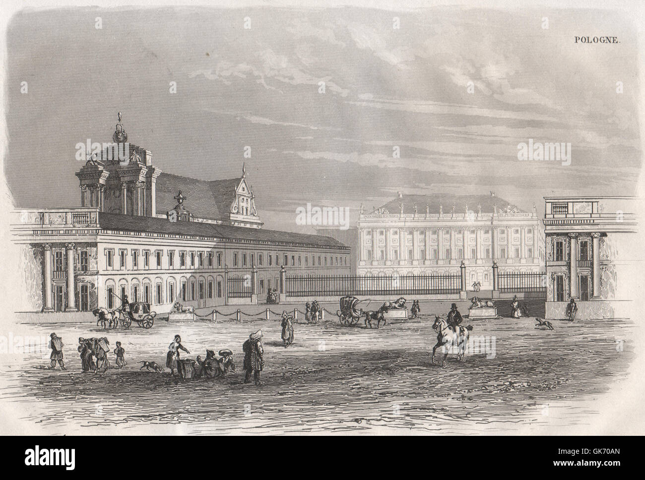 Palazzo dei Re luogotenenti, Varsavia. Polonia, antica stampa 1836 Foto Stock