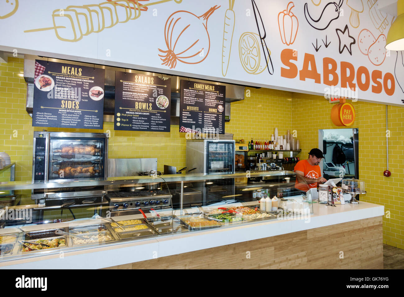 Miami Beach Florida, Chicken Brasa, ristoranti, pollo rotisserie, ristorante ristoranti, cibo, caffè, banco, menu, pasti, lati, bocce, take-out, take-out Foto Stock