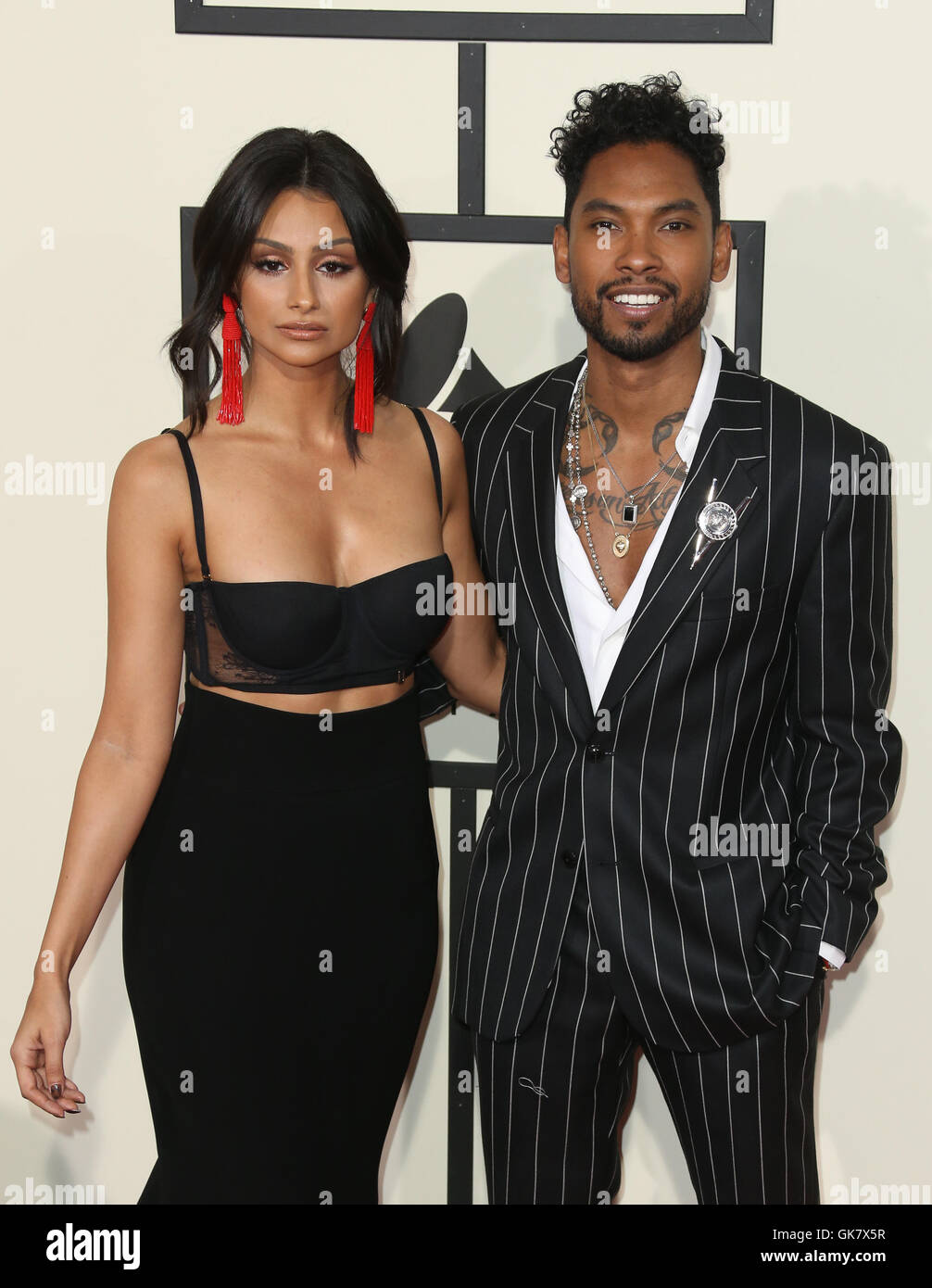 58Th Annual Grammy Awards - Gli arrivi con: Miguel, Nazanin Mandi dove: Los Angeles, California, Stati Uniti quando: 14 Feb 2016 Foto Stock