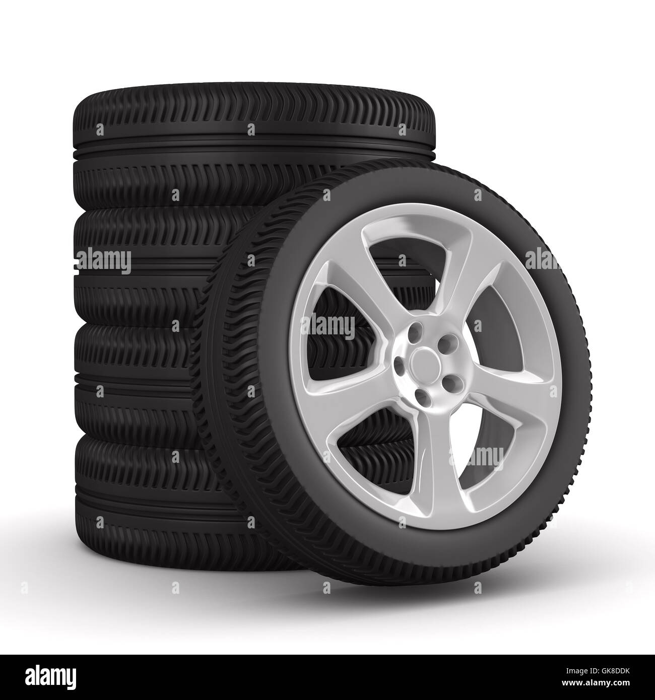 Il disco 5 ruota su sfondo bianco. Isolato immagine 3D Foto Stock