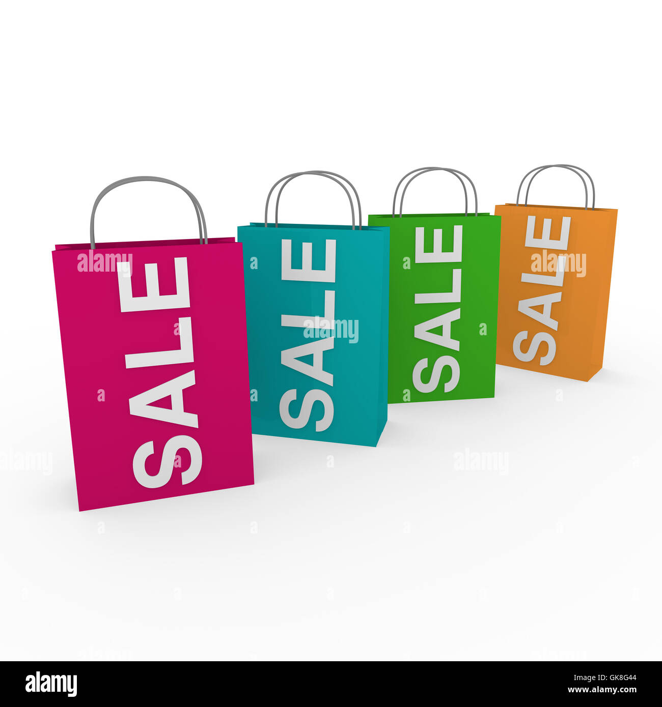 3d vendita sacchetti colorati Foto Stock