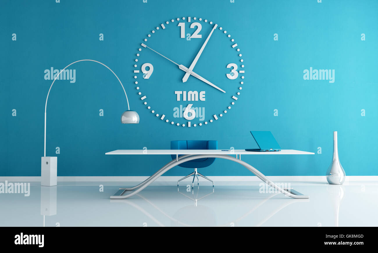 Blue scrivania in ufficio Foto Stock