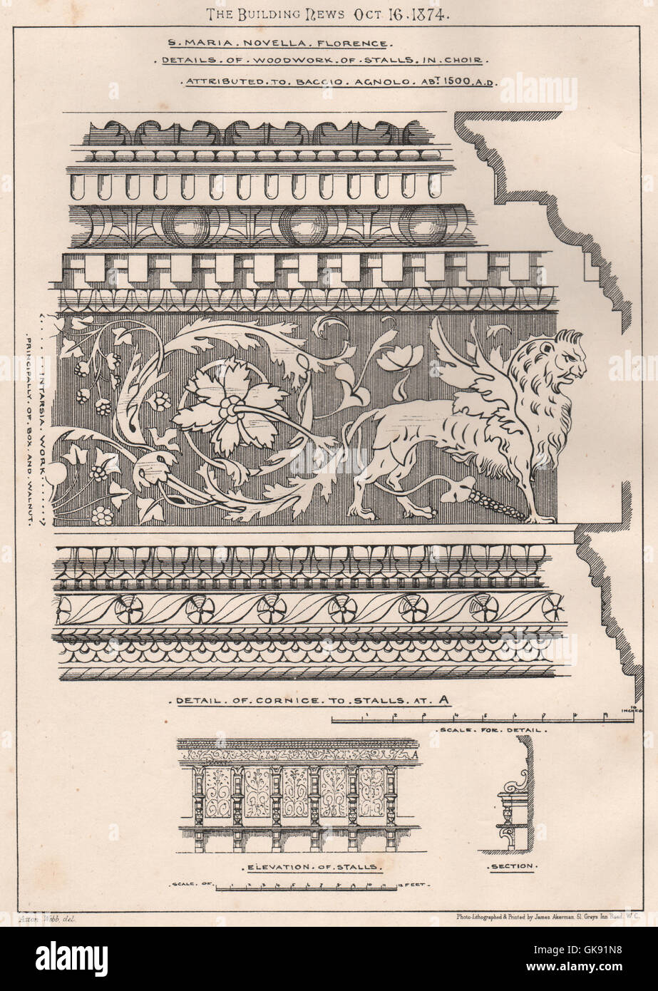 Santa Maria Novella di Firenze. Opere in legno si spegne coro; Baccio Agnolo c1500, 1874 Foto Stock