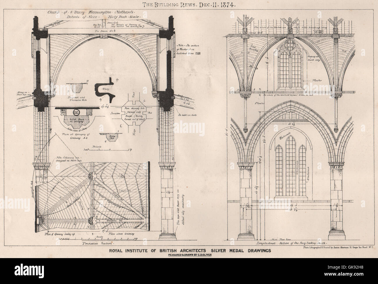 Istituto Reale degli Architetti Britannici Medaglia d Argento disegni . Edifici, 1874 Foto Stock