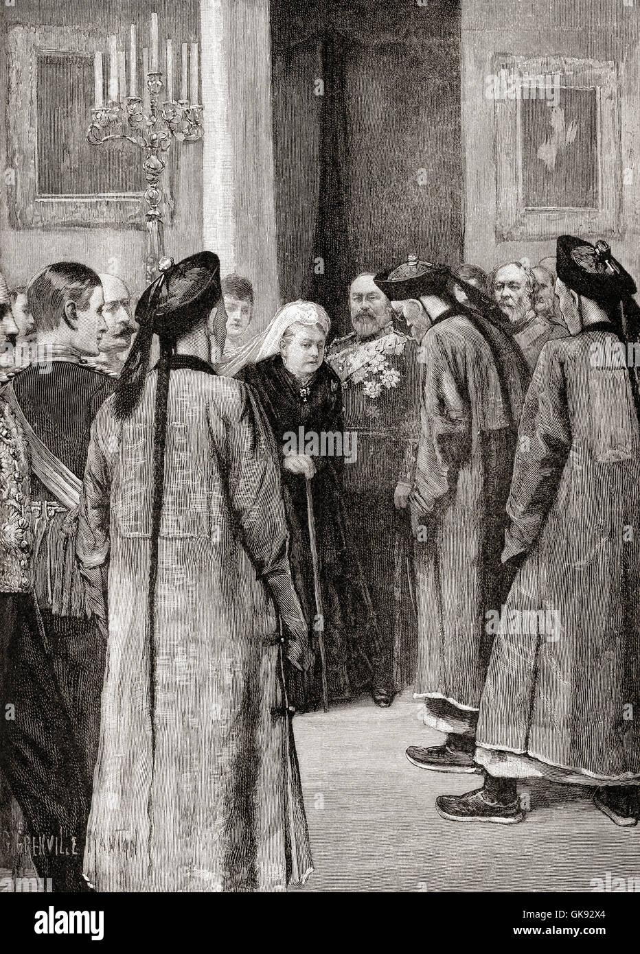 La visita di Li Hongzhang in Gran Bretagna nel 1896 dove fu presentato alla Regina Victoria e reso un Cavaliere di Gran Croce dell'Ordine Reale Vittoriano. Li Hongzhang, aka Li Hung-chang, 1823 - 1901. Uomo politico cinese, generale e diplomatico della fine della dinastia Qing. Foto Stock