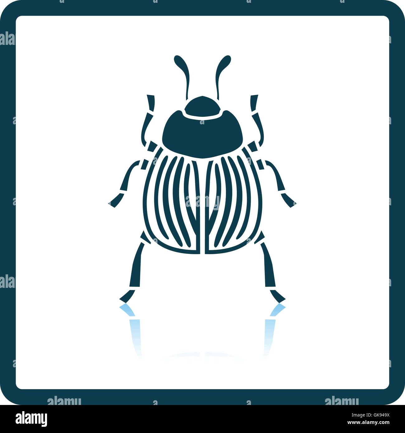 Colorado beetle icona. Ombra di design di riflessione. Illustrazione Vettoriale. Illustrazione Vettoriale