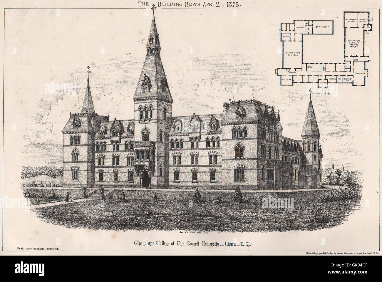 Sage College, Cornell University, Ithaca, New York; Chas Babcock architetto, 1875 Foto Stock