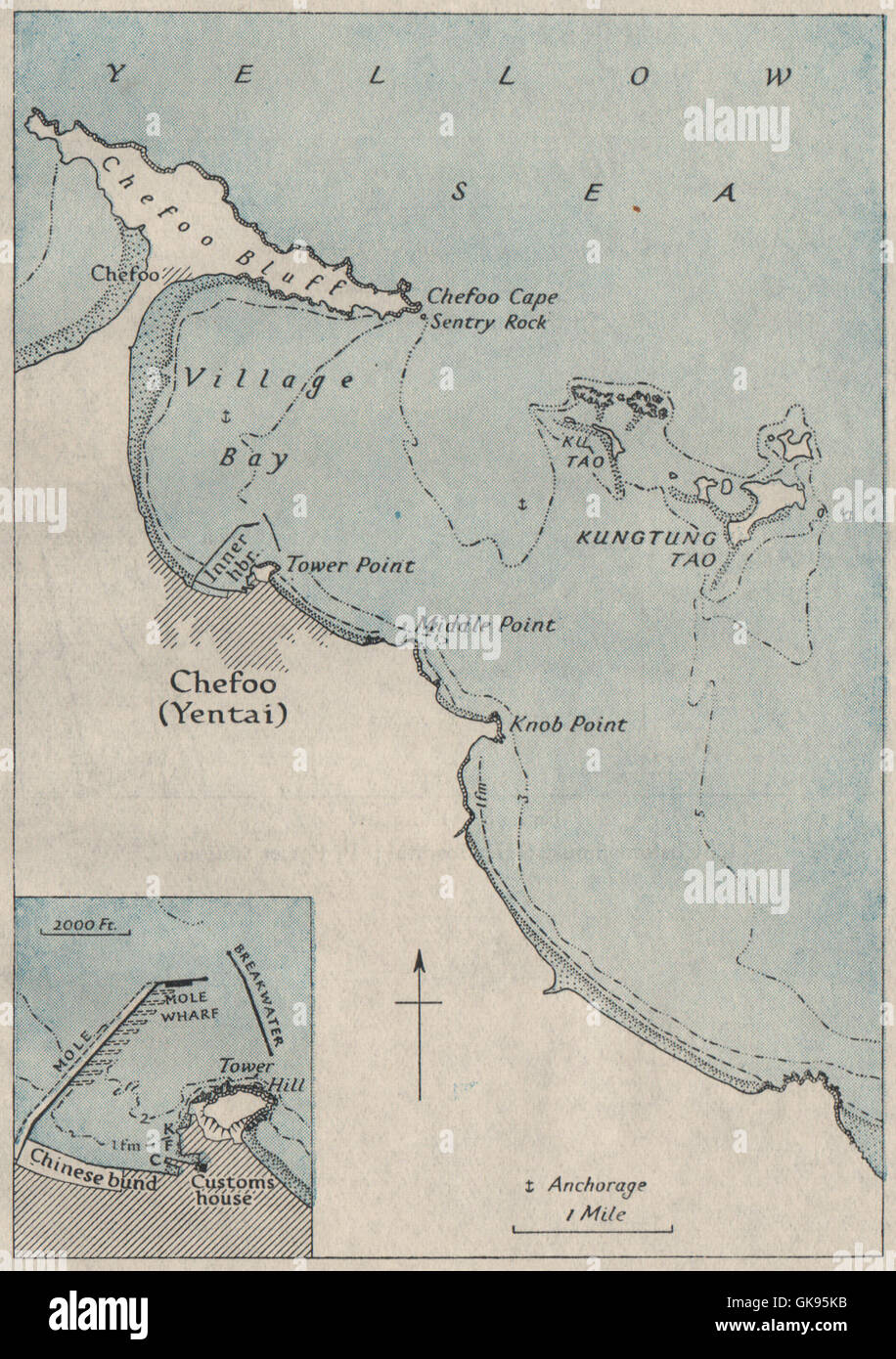 Chefoo/yantai. Cina. WW2 ROYAL NAVY MAPPA DI INTELLIGENCE, 1945 Foto Stock