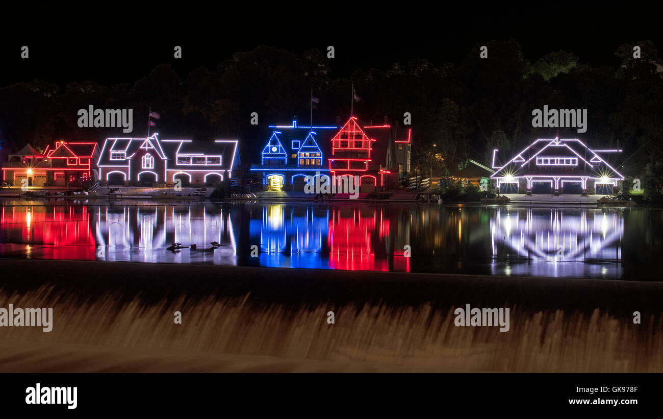 Historic Boathouse Row Philadelphia PA Foto Stock