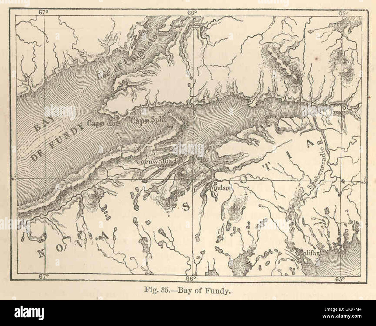 La Bay of Fundy, conosciuta per le sue alte maree, è un ecosistema marino unico situato tra il nuovo Brunswick e la nuova Scozia in Canada, ricco di biodiversità. Foto Stock