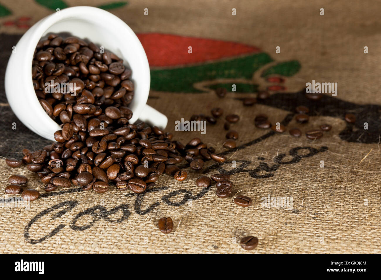 Tazza di caffè chicco di caffè Foto Stock