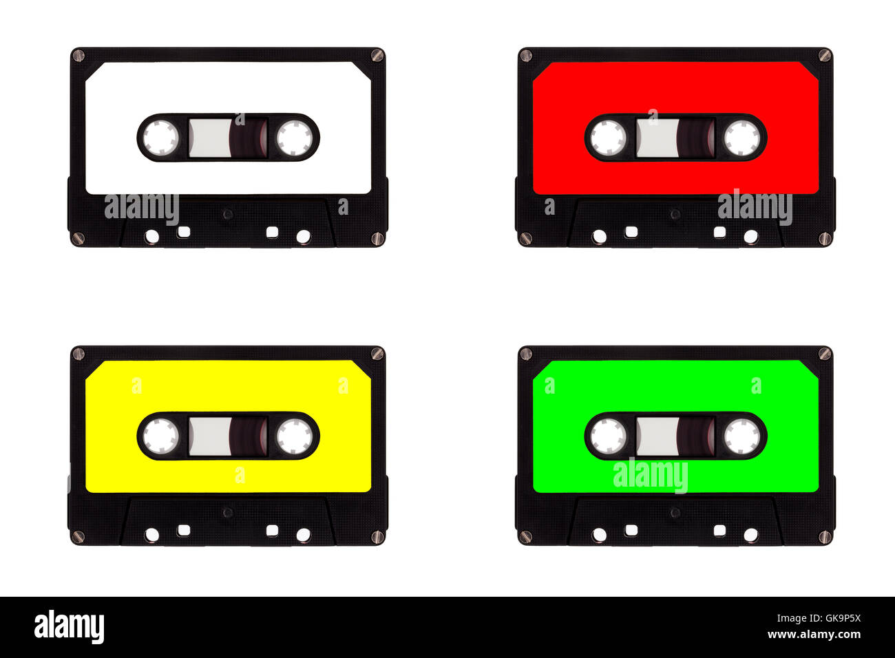Le cassette in un quartetto,isolati su sfondo bianco Foto Stock