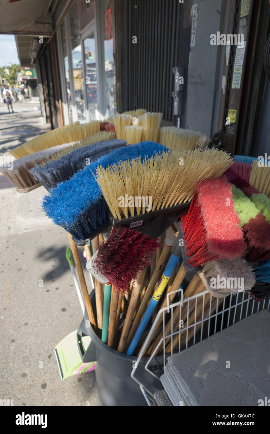 Scope per la vendita in un negozio di sconto sulla Chiesa Avenue nel quartiere Kensington di Brooklyn, New York. Foto Stock