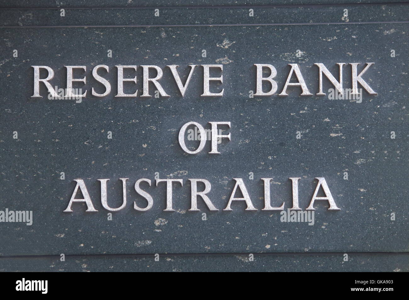 Reserve Bank of Australia, noto come RBA conduce la politica monetaria funziona per mantenere un forte sistema finanziario in Australia. Foto Stock