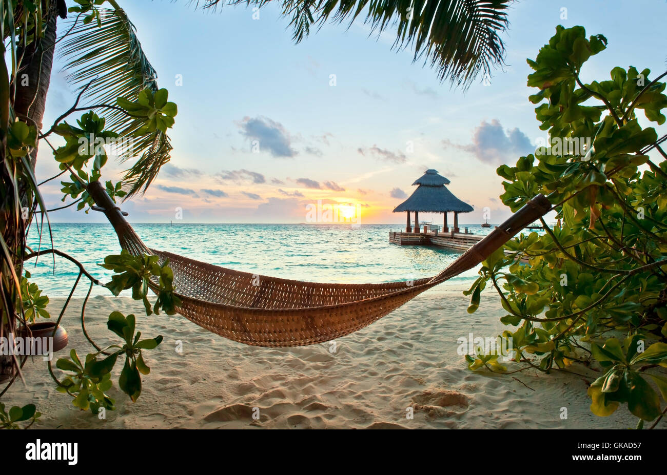 Sunset beach mare Foto Stock