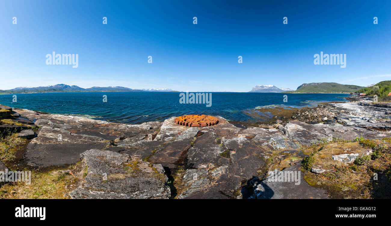 Martti Aiha scultpure dell 'Kallio' o 'Sanche i punti magici", Skanland, Norvegia. Foto Stock