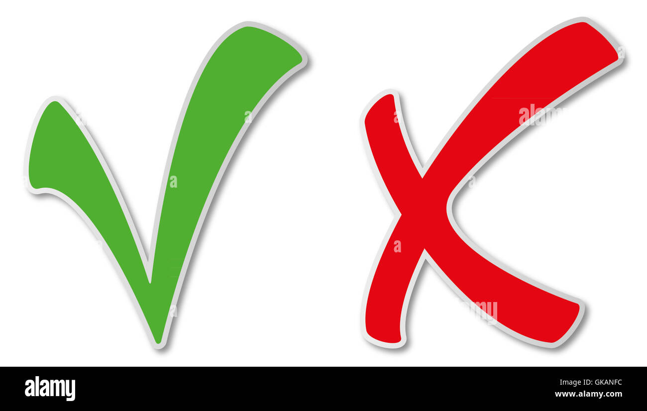 Segno a forma di croce risposta Foto Stock