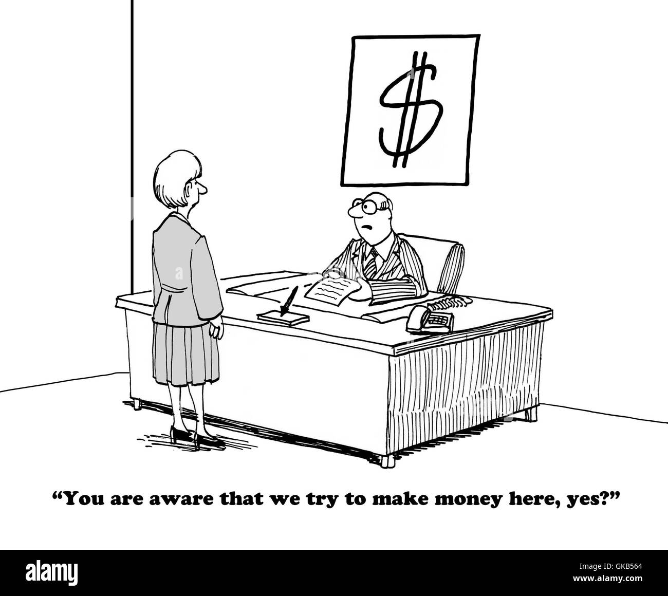 Cartoon business circa il tentativo di fare soldi. Foto Stock
