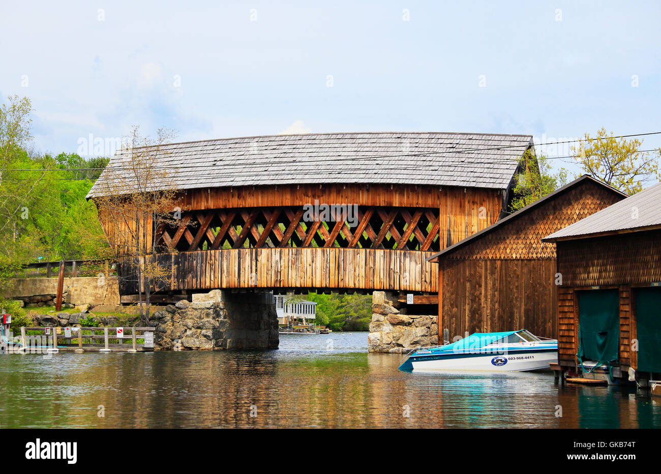 Squam River Bridge, Holderness, Hew Hampshire, STATI UNITI D'AMERICA Foto Stock