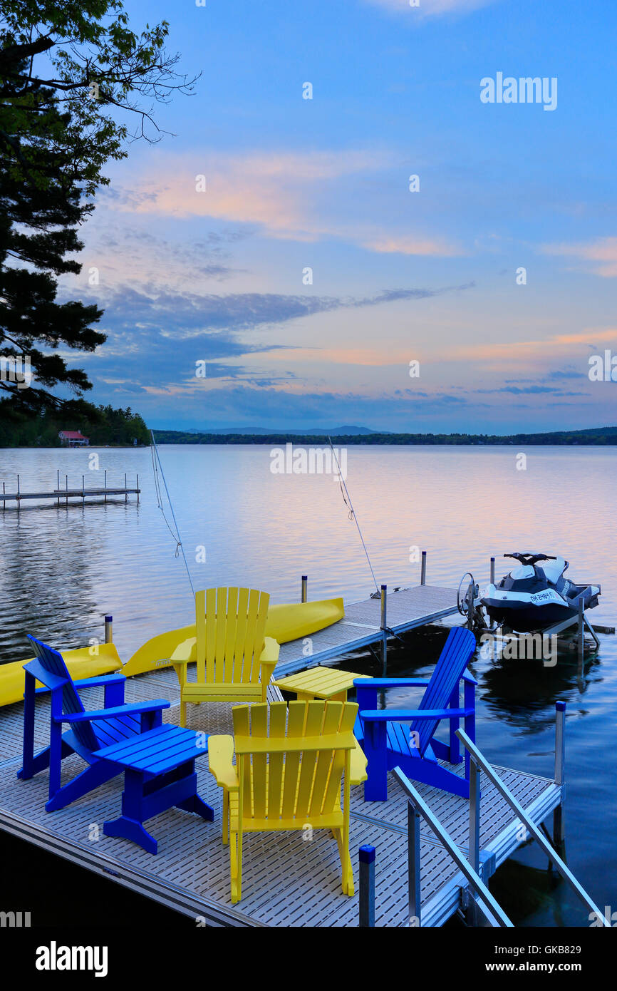 Dock, Winnisquam Lago, Sanbornton, New Hampshire, STATI UNITI D'AMERICA Foto Stock