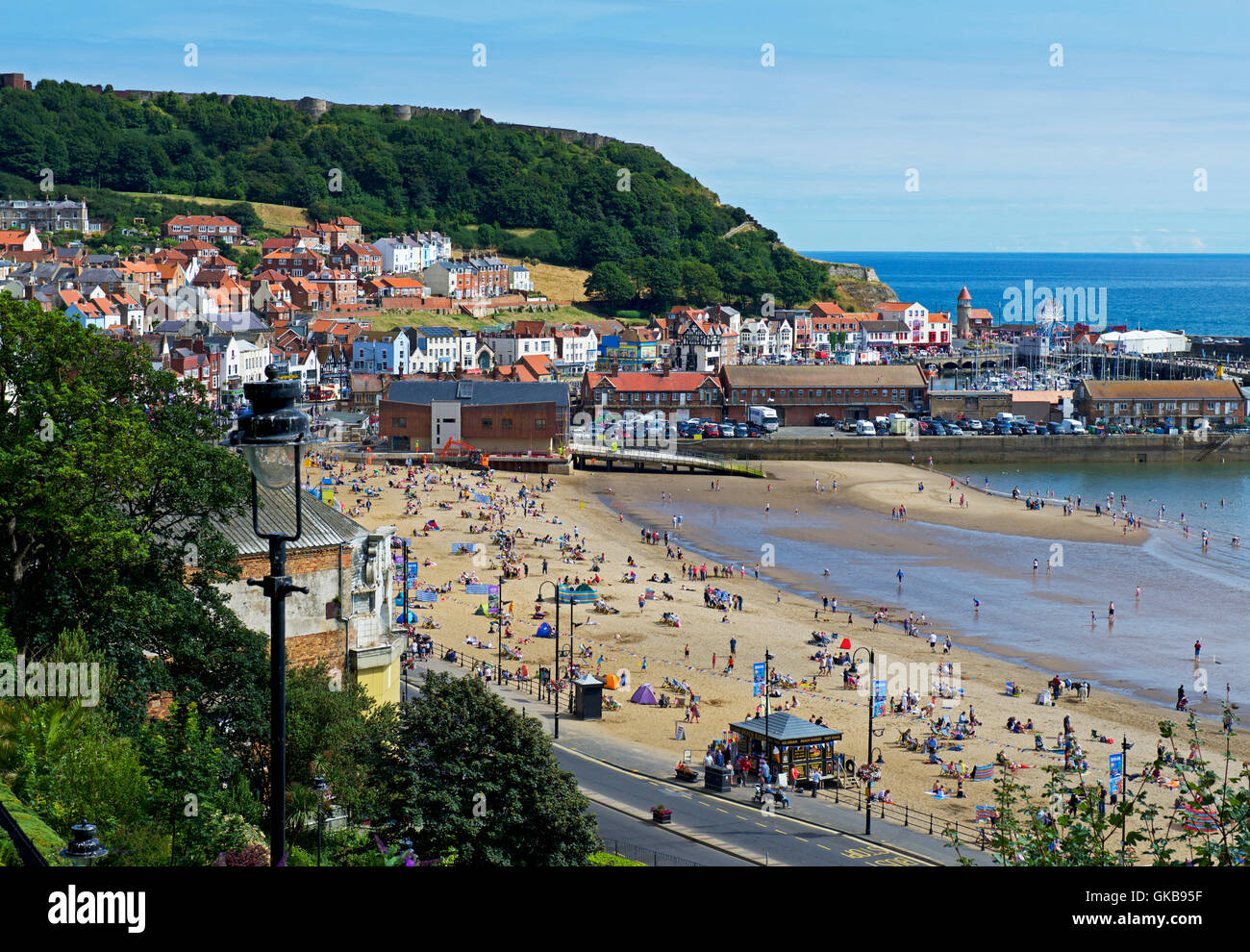 Spiaggia, South Bay, Scarborough, North Yorkshire, Inghilterra, Regno Unito Foto Stock