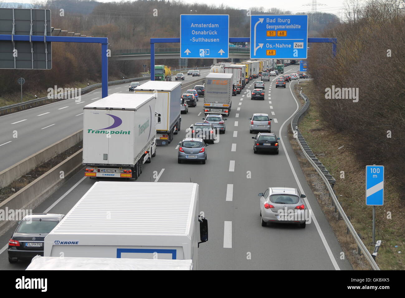 Un ingorgo sull'A30 Foto Stock