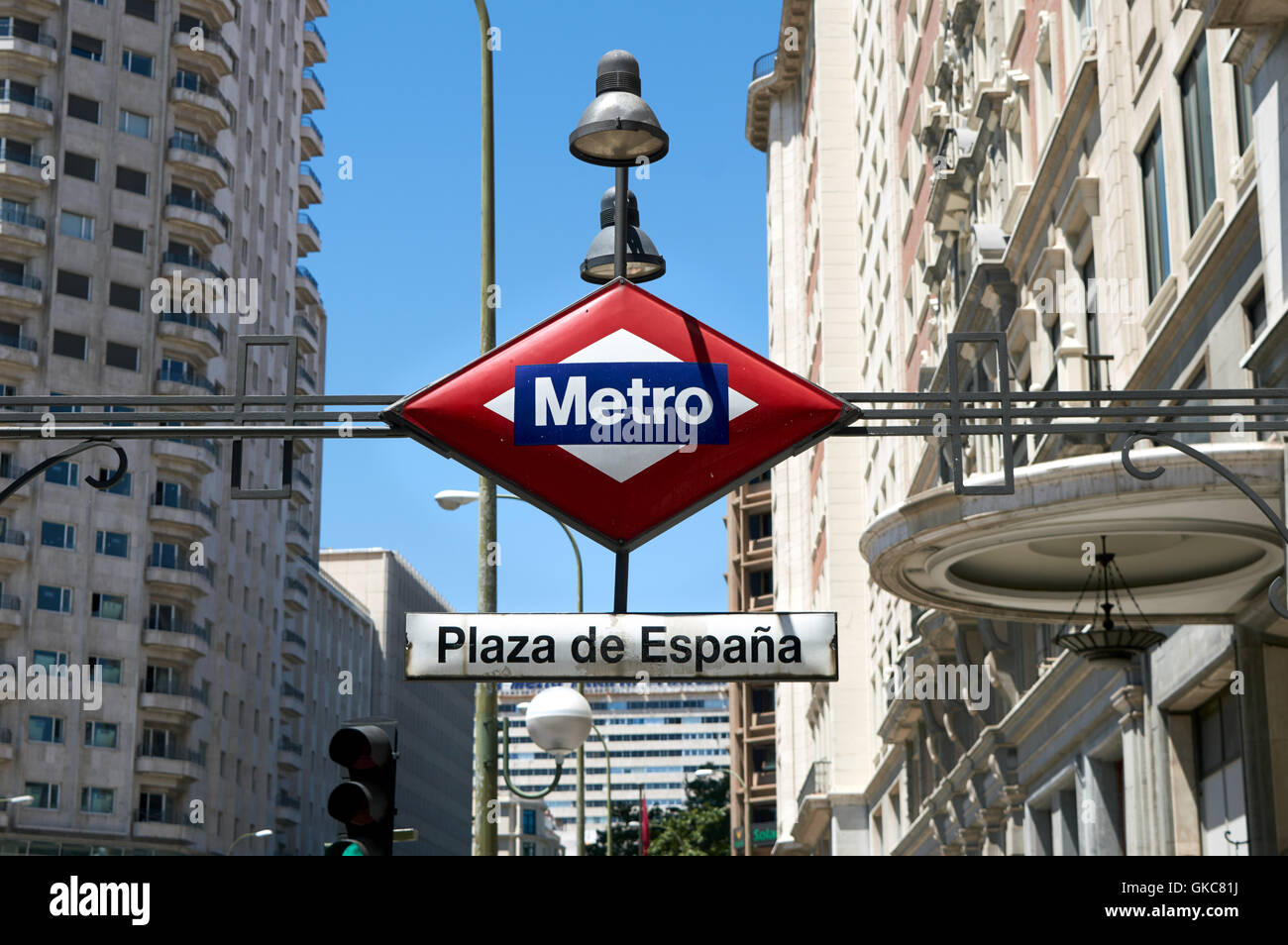 Plaza de Espana Metro Stazione della Metropolitana segno, Madrid, Spagna Foto Stock