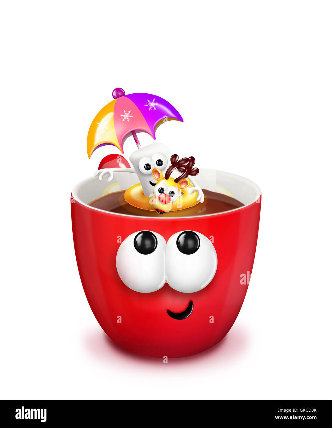 Amore la tazza con il cioccolato caldo e Floaty Marshmallow Foto Stock