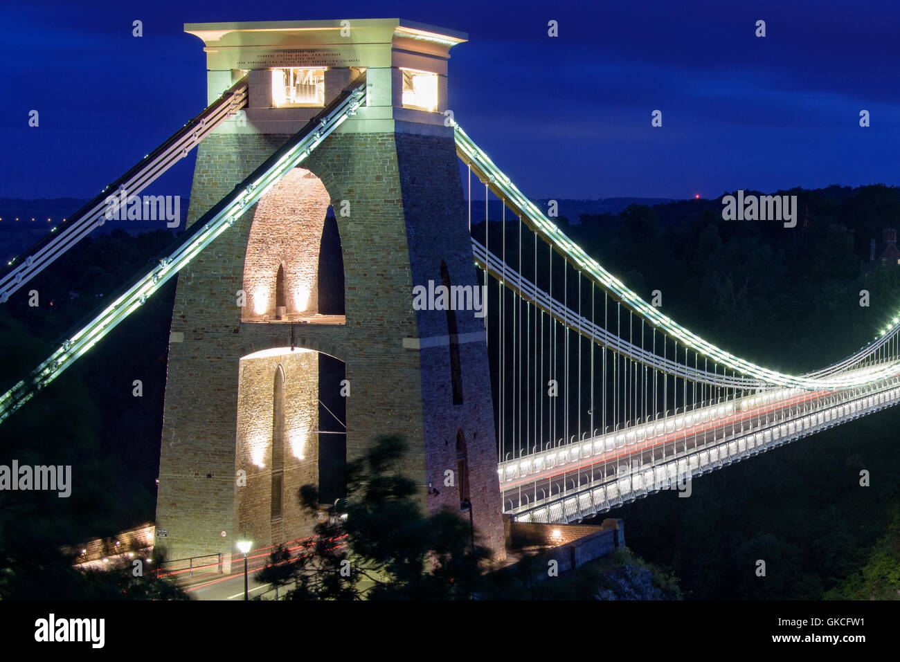 Il ponte sospeso di Clifton, Bristol REGNO UNITO DI NOTTE Foto Stock