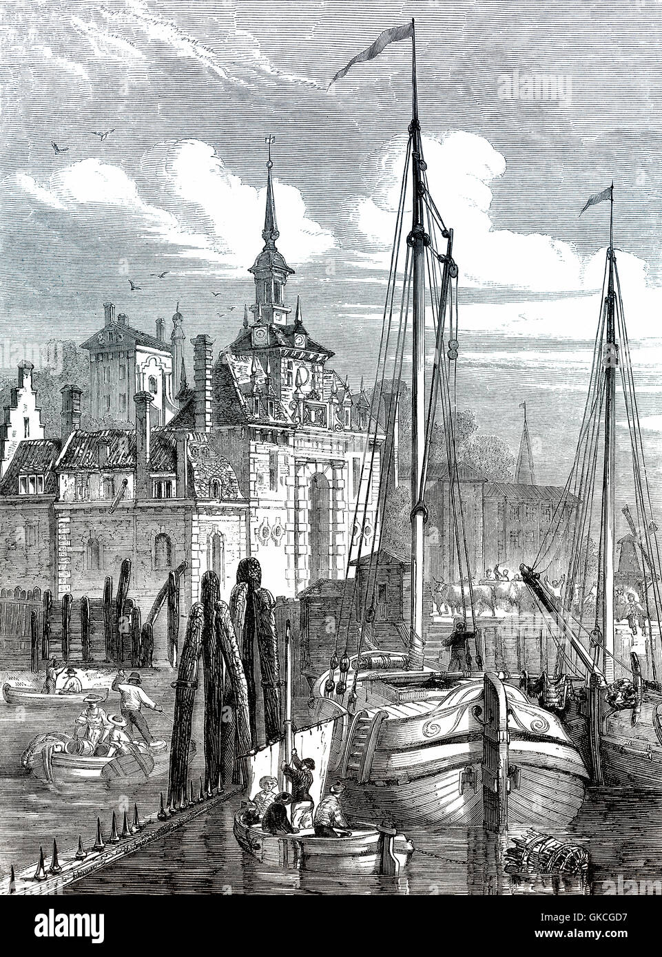 Porto di Rotterdam South Holland, Paesi Bassi, secolo XIX Foto Stock