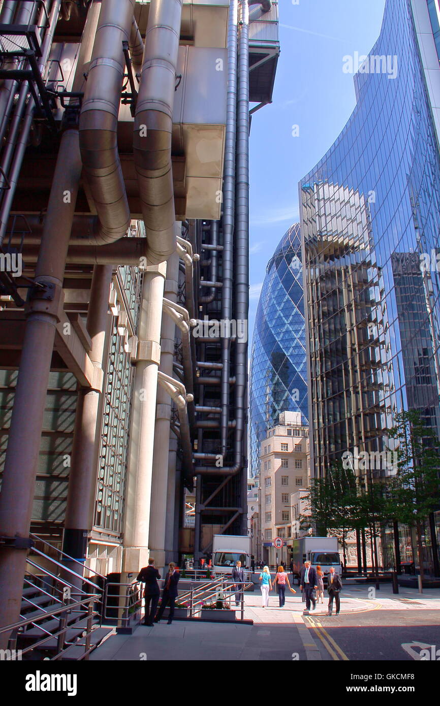 Il Lloyds Building e Willis Towers Watson edificio nel quartiere finanziario della City of London, Londra, Gran Bretagna Foto Stock