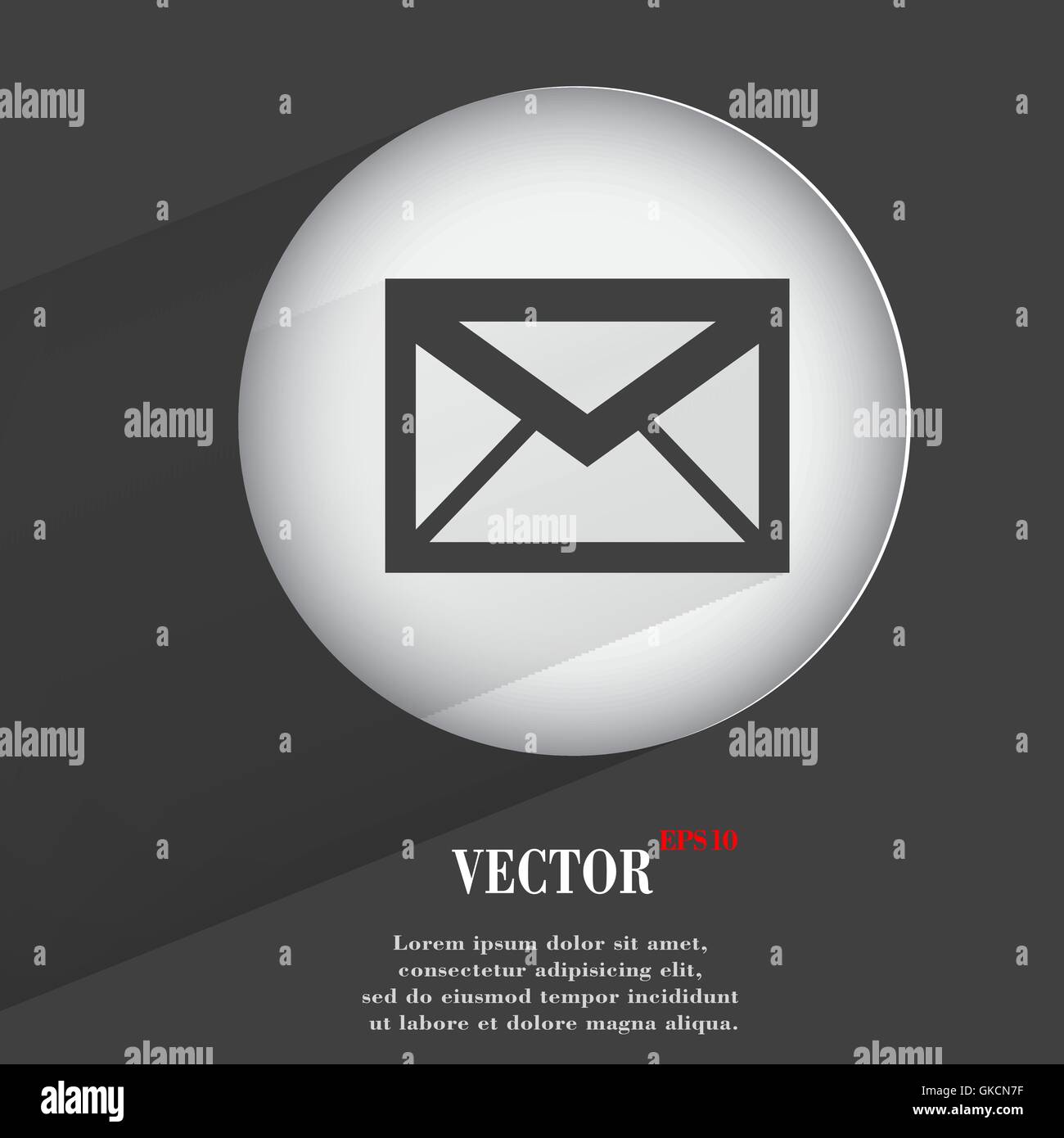 Busta, appartamento moderno web pulsante con lunga ombra e lo spazio per il testo Illustrazione Vettoriale