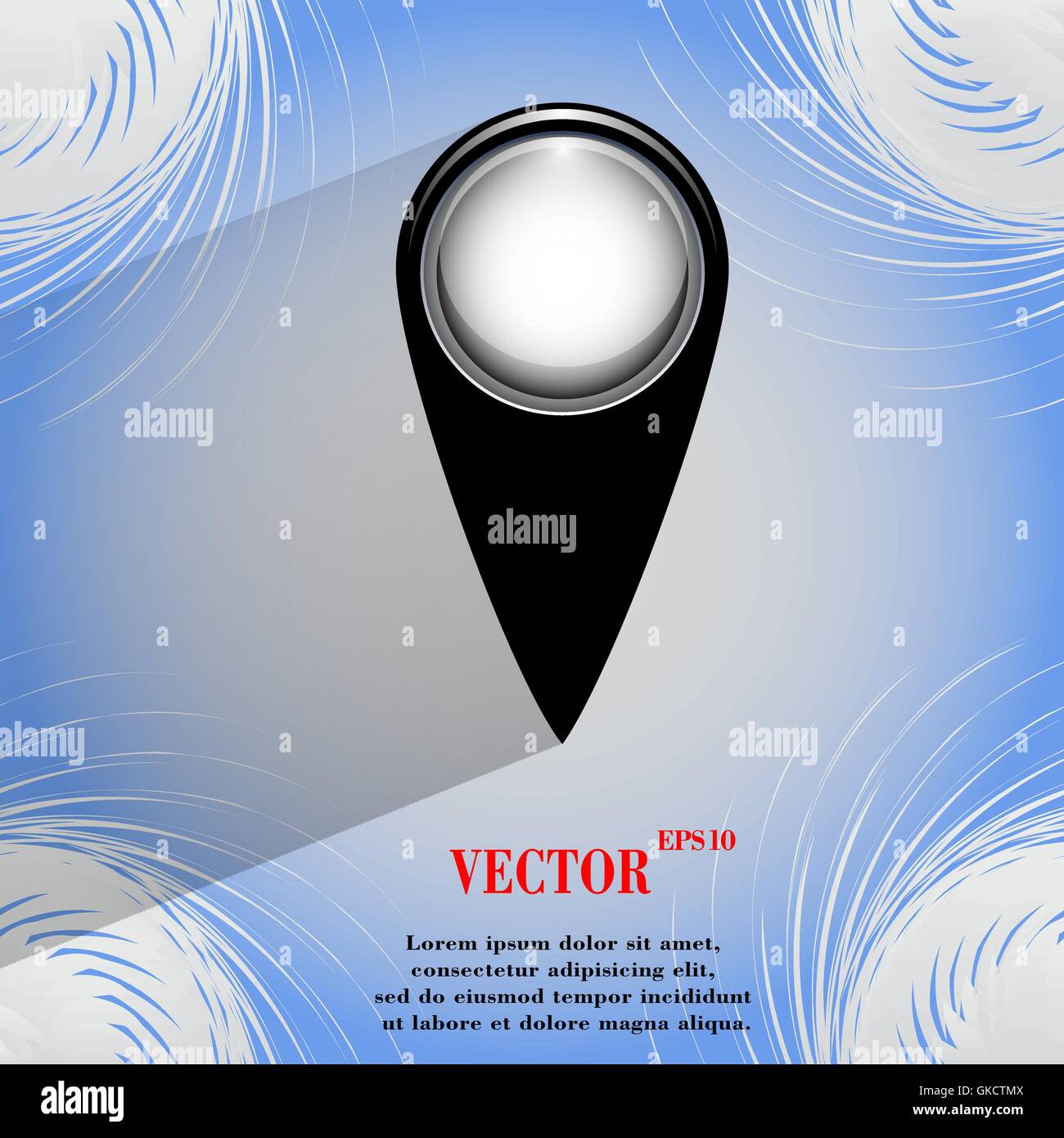 Mappa puntatori. Appartamento moderno pulsante web su un piano geometrico sfondo astratto Illustrazione Vettoriale